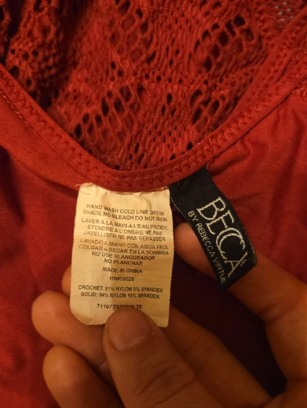 BECCA Red Lace One-Piece Swimsuit - Picture 9 of 9